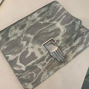Opening Ceremony large clutch in gray tones with silver hand clasp barely used